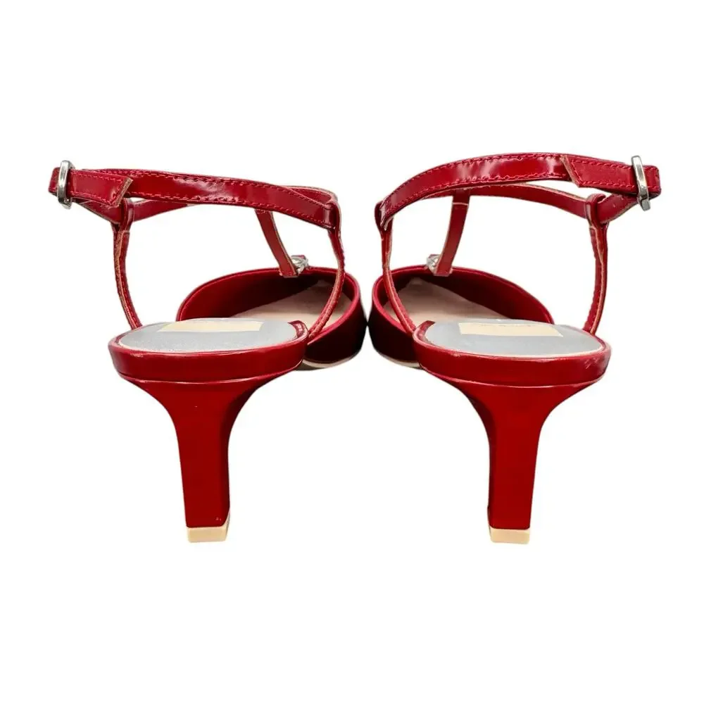 Dolce Vita Red Pointed T-Strap Low Heel Pumps